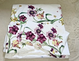 Pottery Barn MONIQUE LHUILLIER ISABELLA FLORAL Organic F/Q Duvet + 3 Euro Shams - Picture 1 of 6
