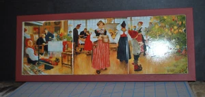 Carl Larsson Now it’s Christmas Again Tríptico enmarcado en madera azulejo decoración de pared 19,5" - Imagen 1 de 6