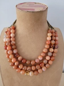 Vintage Orange Stone Layered Beaded Necklace Multi Strand Heavy weight 211g 16" - Picture 1 of 10