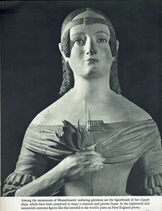 Clipper Ship Figurehead MA  circa 1940 VINTAGE PHOTO FROM BOOK - Picture 1 of 1