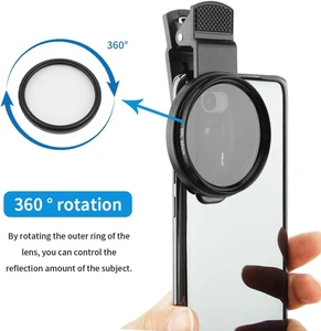 Filtro de lente de cámara de teléfono CPL con clip de 52 mm, lente de cámara de teléfono CPL universal Po... - Imagen 1 de 12