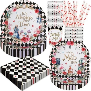 Alice in Wonderland Birthday Party Decorations, 120Pcs Tea Themed - Picture 1 of 6