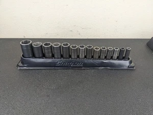 #bl051 Snap-On 214SIMFMYA 14 Pc 3/8" Drive 6 Pt Metric Deep Impact Socket Set - Picture 1 of 17