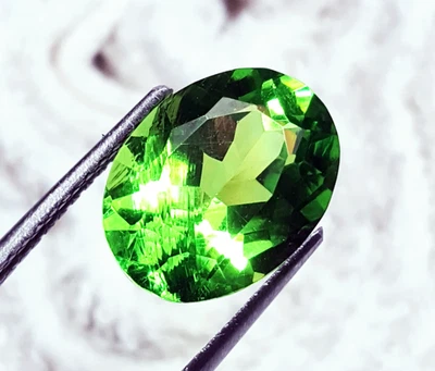 Natürlich Peridot 8 Zu 10 Karat Ovale Form Lose Edelstein Einzel Certified RL239 - Bild 1 von 4