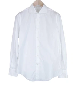 Suitsupply Uomo Camicia Formale ~ S Bianco Puro Cotone Extra Slim Classica - Foto 1 di 6