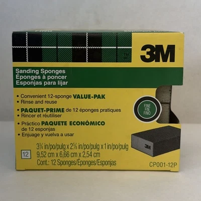 Esponja de lixa de uso geral 3M CP001-12P bloco 3 3/4 pol x 2 5/8 pol x 1 pol - Imagem 1 de 4