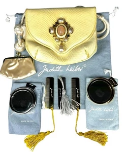 RARO De Colección Judith Lieber Lagarto Cuero Imitación Perla Gema Monedero Con Accesorios - Imagen 1 de 21