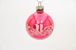 Vntg Ornament  Shiny Brite  Pink With White Candles  Holly Decoration Box 158-10 - Picture 1 of 7