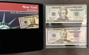 2004 BEP - Evolutions Set - $20 & $50 Matching Set - New York, EB00002190A - Picture 1 of 4