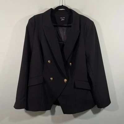 Blazer City Chic Para Mujer Negro Estructurado Doble Pecho Talla M/18  Foto 1 de 4
