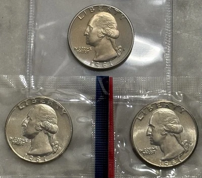 1981 P D S Washington Quarter - Proof & BU 3 Coin Lot - Mint Cello - Image 1 of 4