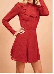 Reformation Spark Red Polka Dot Rufgle Mini Dress - Size 4 - Bild 1 von 7