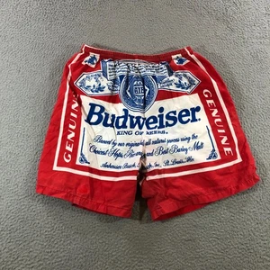 vtg budweiser shorts mens M red all over print AOP swim trunks made in USA - Picture 1 of 18