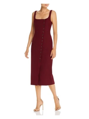 FAME AND PARTNERS Womens Burgundy Button Up Spaghetti Strap Sheath Dress 4 - Image 1 of 4
