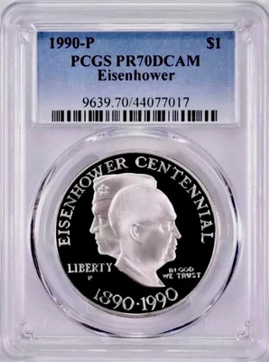 1990 EISENHOWER Silver Dollar PCGS PR70💥FLAWLESS QUALITY💥 - Image 1 of 4