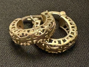 Sterling Silber durchbrochene Design Creolen 925 Scharnierverschluss Verschluss 3/4" - Bild 1 von 9