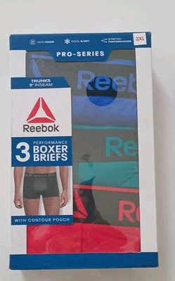 Nuevo paquete de 3 calzoncillos boxer elásticos Reebok Pro Series Performance para hombre de 3" Foto 1 de 2