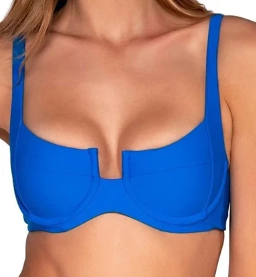 Top de bikini SUNSETS Juliette con aros sin relleno negro, talla D azul Foto 1 de 4