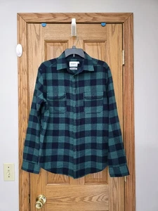 Goodfellow Herren mittelschweres Flanellhemd M dunkelblau grün kariert geknöpfte Taschen - Bild 1 von 7