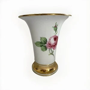 Late 19th Century Meissen White Gold Floral Trumpet Vase 6.5” - Picture 1 of 18