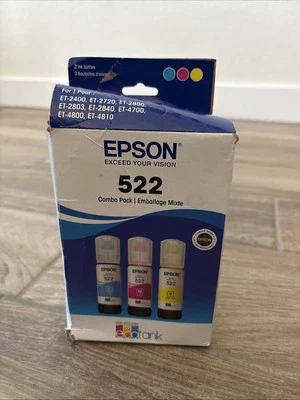 Genuine Epson 522 Ink Bottles 3 Pack EcoTank ET-2800 ET-4700 ET-4800 Exp 06/29 - Image 1 of 4