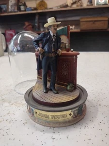 Franklin Mint John Wayne Sculpture Glass Dome Mustache Goatee The Shootist - Picture 1 of 7