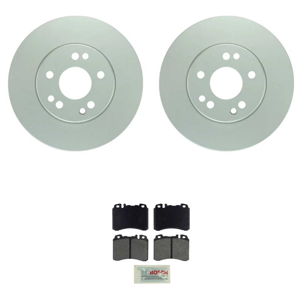 Kit de pastillas de freno de disco semimetálicas azules rotores Quietcast delanteros Bosch para W124 E320 E420 Foto 1 de 1