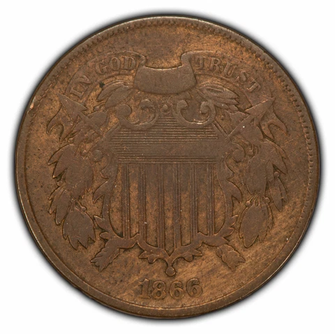 1866 2c Two-Cent Piece - Wood-Grain - Fine - SKU-Z2054 Cover