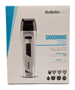 BaByliss Mens Grooming Kit Hair Trimmer 8in1 Cordless for Face and Body 4 Heads - Picture 1 of 2