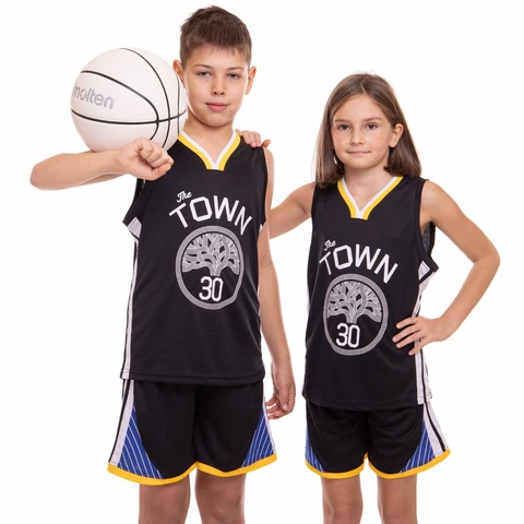 Golden State Warriors 30 Curry Kids/Youth NBA Black Uniform Jersey and shorts Cover