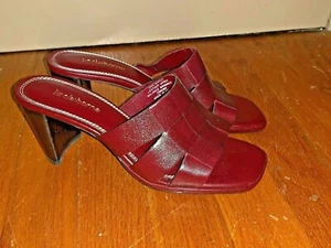 LIZ CLAIBORNE Red Burgundy SAN MARCO Clogs Pumps High Heels Shoes Sz 6 👠b12 - Picture 1 of 8