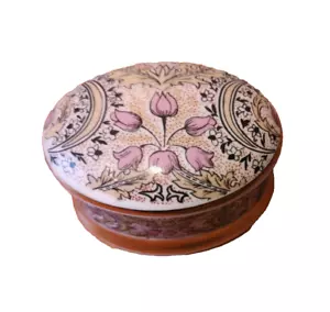 William Morris Fine Bone China oval Trinket Box Brown/Pink floral. Art Nouveau - Picture 1 of 4