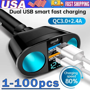 Dual USB Car Cigarette Lighter Socket Splitter Power Adapter Charger Outlet  LOT - Picture 1 of 12