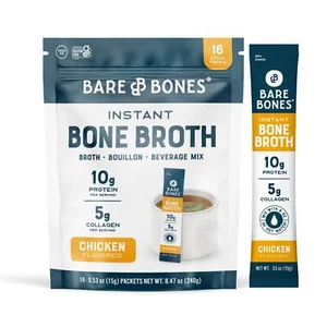 Bare Bones Instant Chicken Bone Broth Packets 16 Stick Packs 0.53 Ounce - Picture 1 of 9