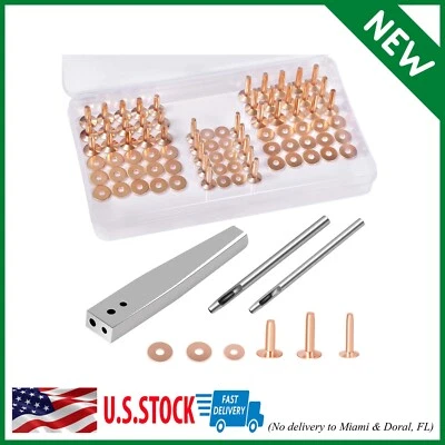84Pcs, Copper Rivets and Burrs, 9 and #12 Burrs Setter, Leather Rivets Fastener - Image 1 of 4
