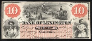 ⭐⭐ BILLETE OBOSLETE LEXINGTON NC BANCO DE $10 1861 GUERRA CIVIL DE CAROLINA DEL NORTE 354 - Imagen 1 de 2