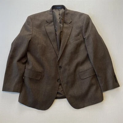 Stafford 48R Brown Herringbone Tweed Merino Wool Mens Blazer Sport Coat Jacket - Image 1 of 4