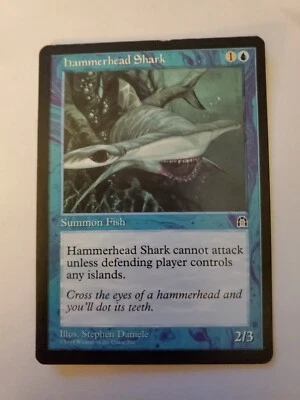 MTG Magic The Gathering Card Hammerhead Shark Summon Fish Blue Stronghold 1998 - Image 1 of 2