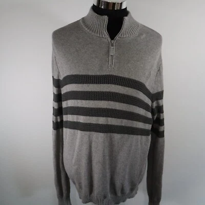 Suéter Tahari Para Hombres Grande 1/4 Cremallera Pullover Tejido Cuello Simulado Rayas Manga Larga Foto 1 de 4