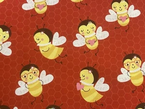 BROTHER SISTER DESIGN BEE PRINT NOVELTY PRINT 100% COTTON FABRIC 1 YARD - Picture 1 of 2