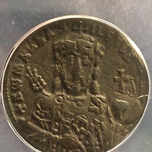 byzantine bronze follis Romania I 920-944 A.D.Constantinople Mint ANACS Vf25