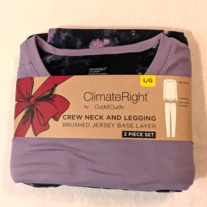 Cuddl Duds Crew Neck & Legging Set Large ClimateRight Jersey Base Layer Lila - Bild 1 von 5