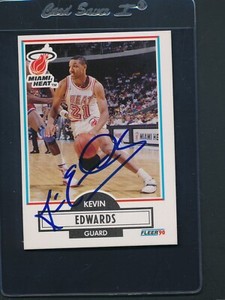 1990/91 Fleer #99 Kevin Edwards Heat Signed Auto *E230