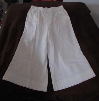 Damas "Gloria Vanderbilt" Talla M, Blanco, Cintura Elástica 3/4 Tirar de Lino Crops Foto 1 de 4