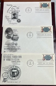 75 Anniv. Women’s Clubs FDC’s Unused! 1966 3 Diff. Varieties. Free Ship! FD1054 - Picture 1 of 5