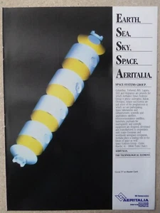 10/1987 PUB AERITALIA SPACE SYSTEMS ARIANE ITALSAT COLUMBUS HIPPARCOS LAGEOS AD - Bild 1 von 1