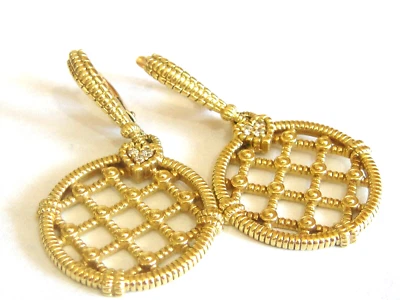 JUDITH RIPKA 18K GOLD  DANGLE DROP  DIAMOND EARRINGS. - Image 1 of 4