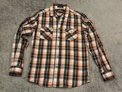 Camisa Airwalk Para Hombres Grande Naranja A Cuadros Manga Larga Con Botones Patinador Informal Foto 1 de 4