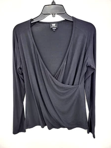 Worth New York Top Damen Medium schwarz Mock Wickel Karriere schmeichelhafte Bluse - Bild 1 von 10
