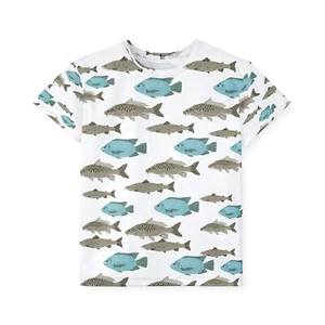 Kids Sports Jersey - Fun Fish Print Tee, Outdoor Playtop, Kids Fishing Gift - Picture 1 of 17